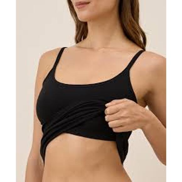 PACT Everyday Shelf Bra Camisole SUSTAINABLE ORGANIC COTTON Tank Top L Black - Picture 2 of 4